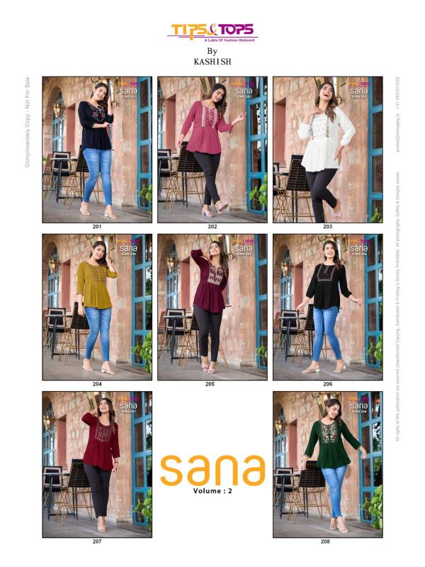 Tips And Tops Sana Vol 2  Rayon Short Tops Collection